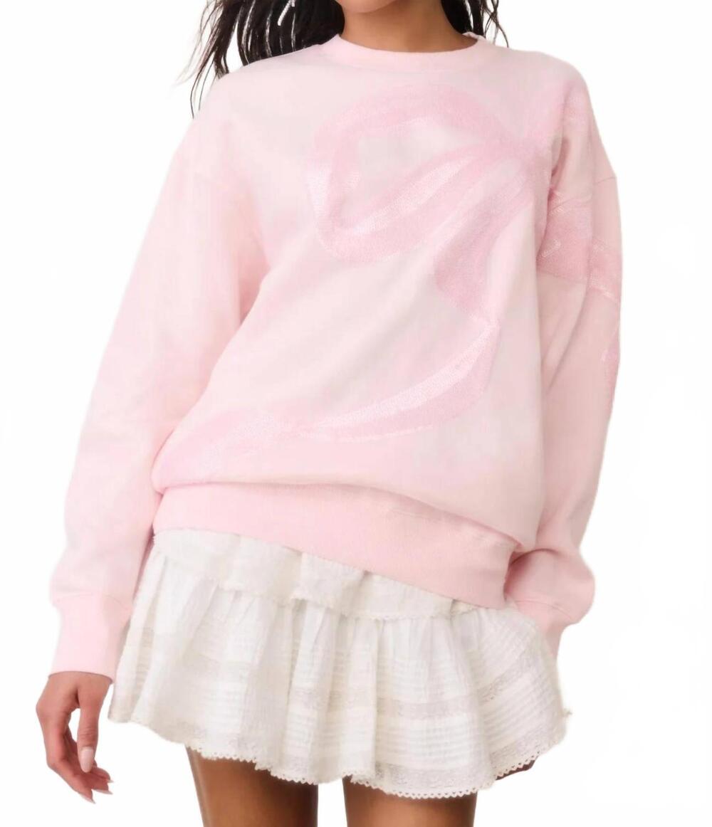 NEW LOVESHACKFANCY women's palo pullover top in wistful pink